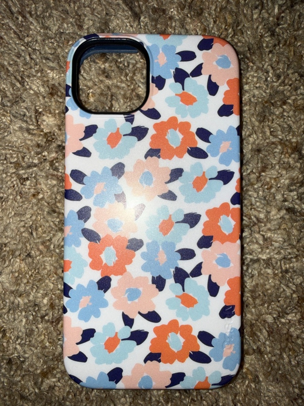 Floral Pattern Protective Phone Case - Blue & Coral